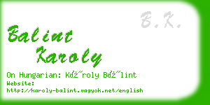 balint karoly business card